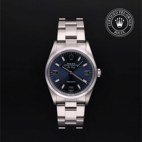 Rolex Certified Pre-Owned Air-King in Oyster, 34 mm, Stainless Steel 14000 watch available at Long's Jewelers.