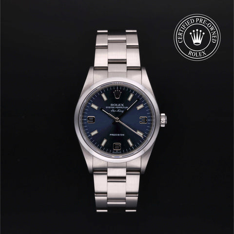 Rolex Certified Pre-Owned Air-King in Oyster, 34 mm, Stainless Steel 14000 watch available at Long's Jewelers.