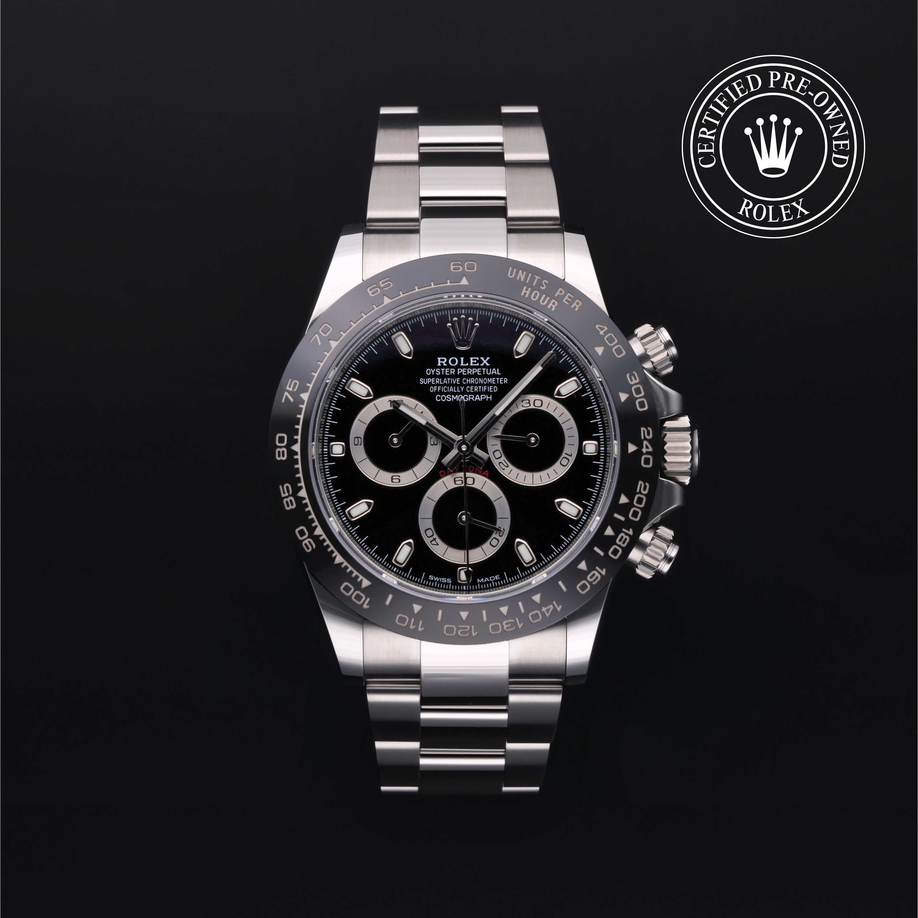 Rolex Certified Pre-Owned Cosmograph Daytona in Oyster, 40 mm, Stainless Steel 116500LN watch available at Long's Jewelers.