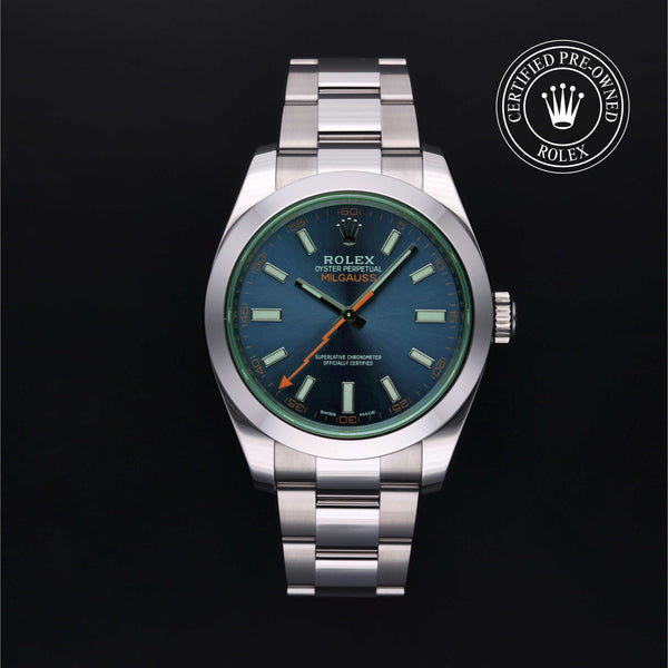 Rolex Certified Pre-Owned Oyster Perpetual in Oyster, 40 mm, Stainless Steel 116400GV watch available at Long's Jewelers.