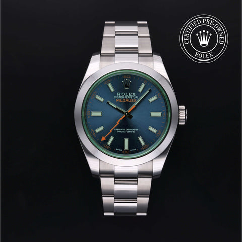 Rolex Certified Pre-Owned Oyster Perpetual in Oyster, 40 mm, Stainless Steel 116400GV watch available at Long's Jewelers.