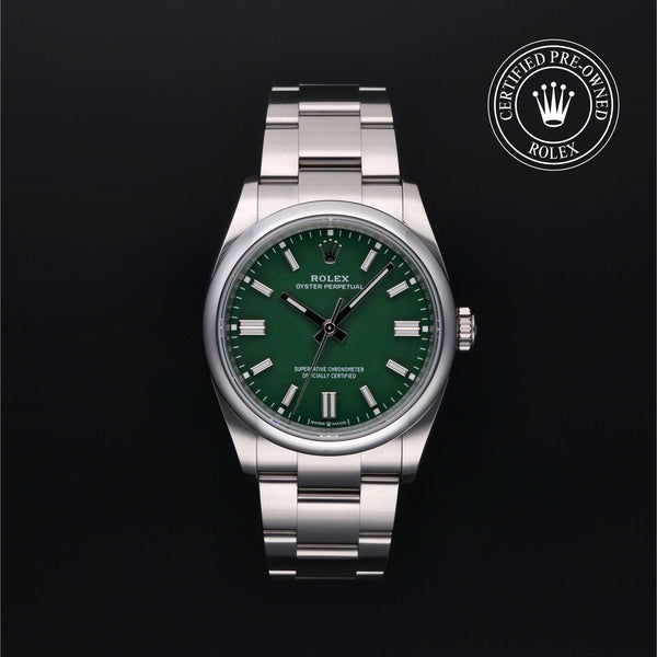 Rolex Certified Pre-Owned Oyster Perpetual in Oyster, 36 mm, Stainless Steel 126000 watch available at Long's Jewelers.