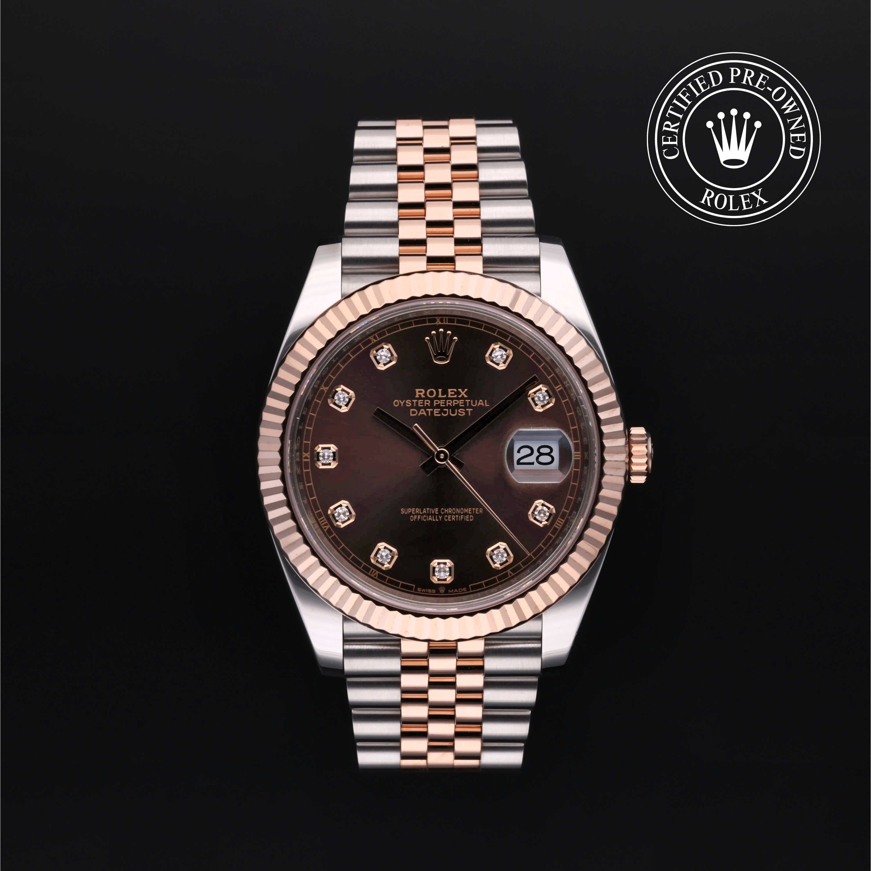 Rolex Certified Pre-Owned Datejust in Jubilee, 41 mm, Stainless Steel and rose gold 126331 watch available at Long's Jewelers.
