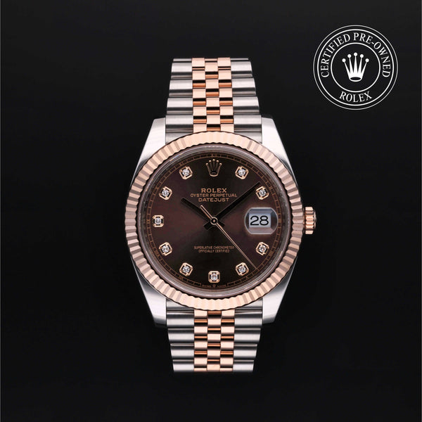Rolex Certified Pre-Owned Datejust in Jubilee, 41 mm, Stainless Steel and rose gold 126331 watch available at Long's Jewelers.