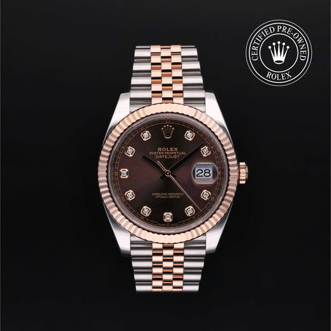 Rolex Certified Pre-Owned Datejust in Jubilee, 41 mm, Stainless Steel and rose gold 126331 watch available at Long's Jewelers.