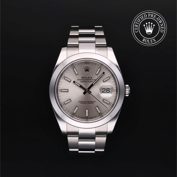 Rolex Certified Pre-Owned Datejust in Oyster, 41 mm, Stainless Steel 126300 watch available at Long's Jewelers.