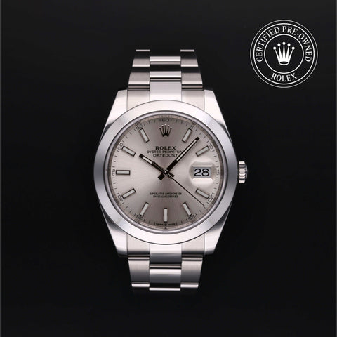 Rolex Certified Pre-Owned Datejust in Oyster, 41 mm, Stainless Steel 126300 watch available at Long's Jewelers.