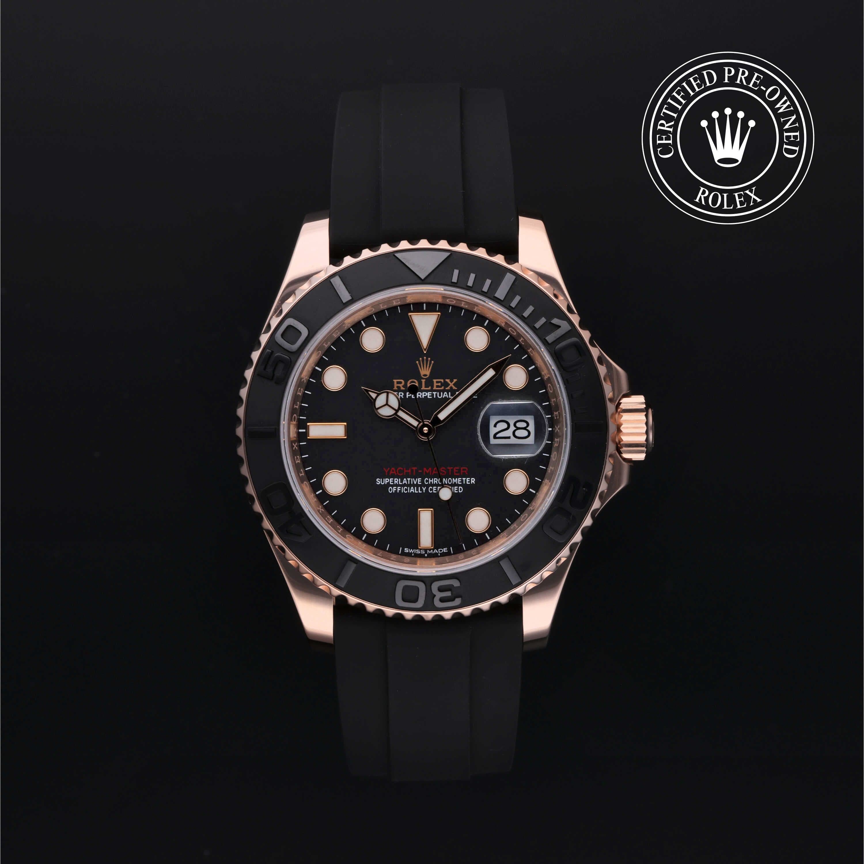 Rolex Certified Pre-Owned Yacht-Master in Oyster, 40 mm, 18k rose gold 116655 watch available at Long's Jewelers.