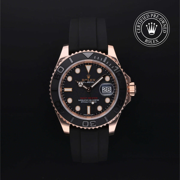 Rolex Certified Pre-Owned Yacht-Master in Oyster, 40 mm, 18k rose gold 116655 watch available at Long's Jewelers.