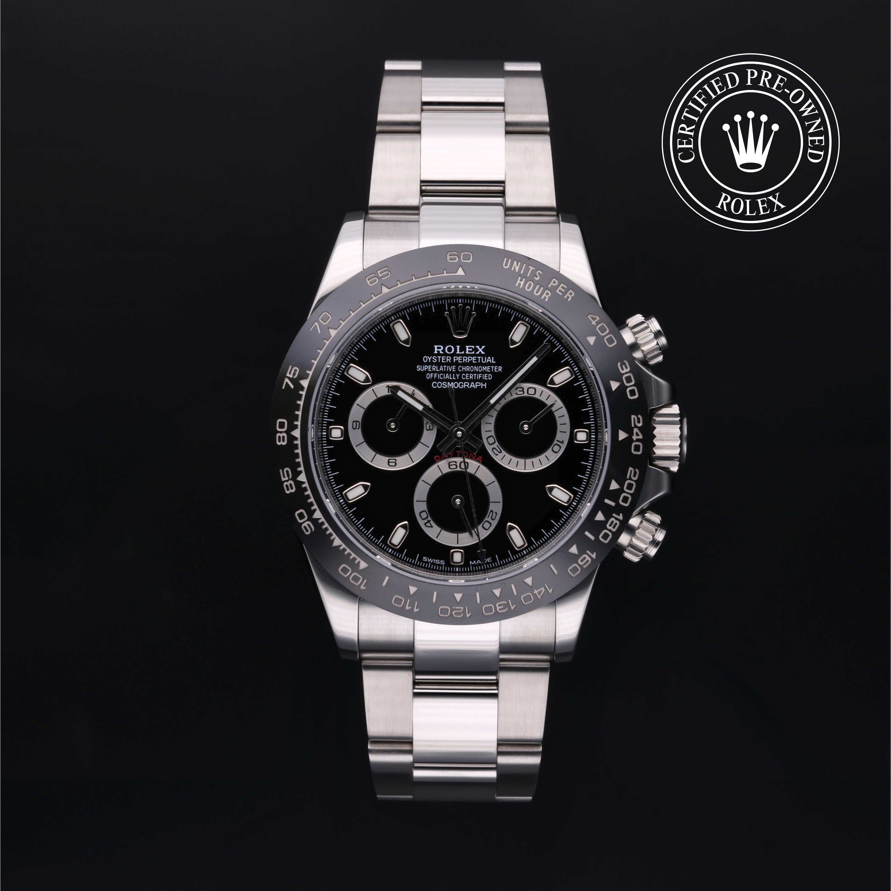 Rolex Certified Pre-Owned Cosmograph Daytona in Oyster, 40 mm, Stainless Steel 116500LN watch available at Long's Jewelers.