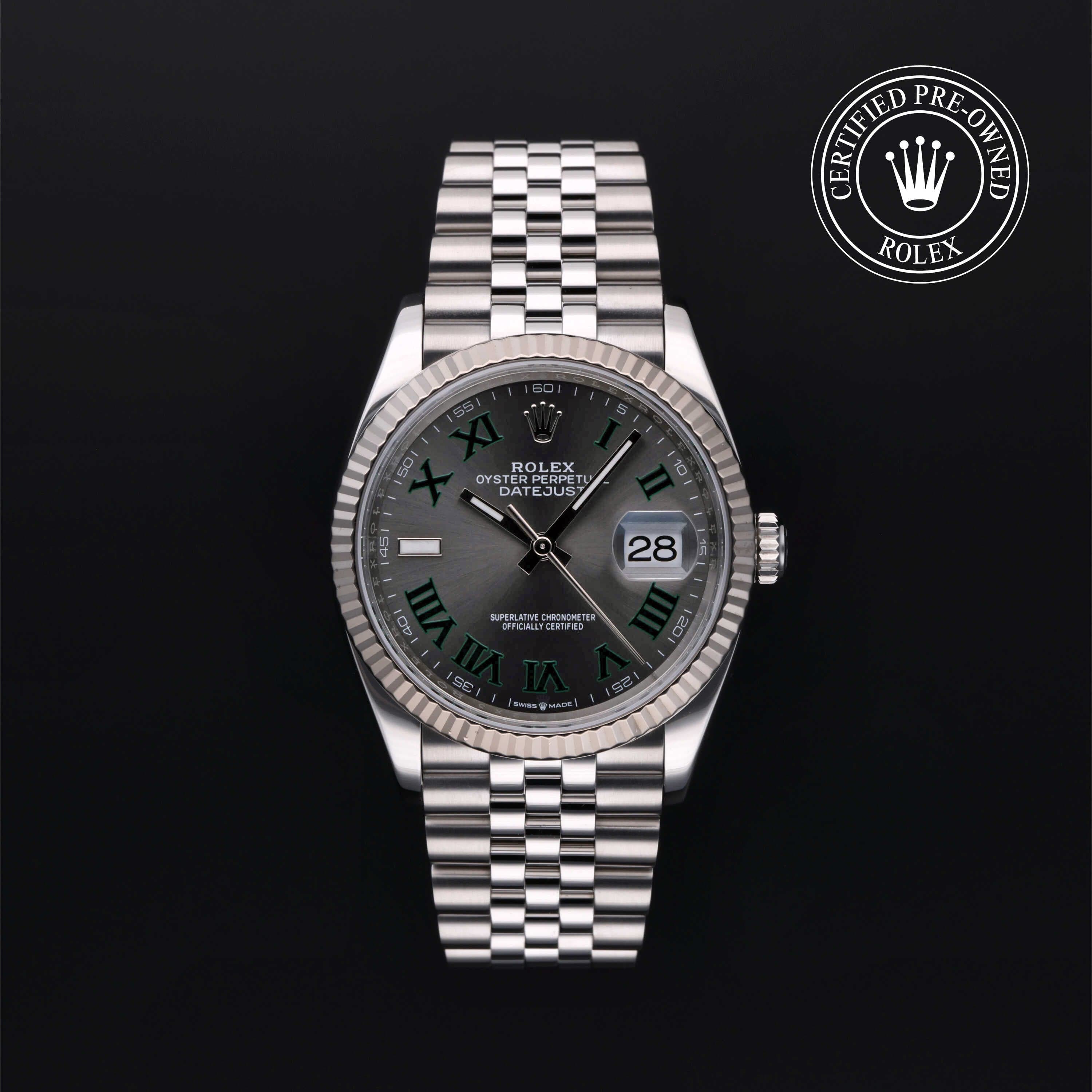 Rolex Certified Pre-Owned Datejust in Jubilee, 36 mm, Stainless Steel and white gold 126234 watch available at Long's Jewelers.