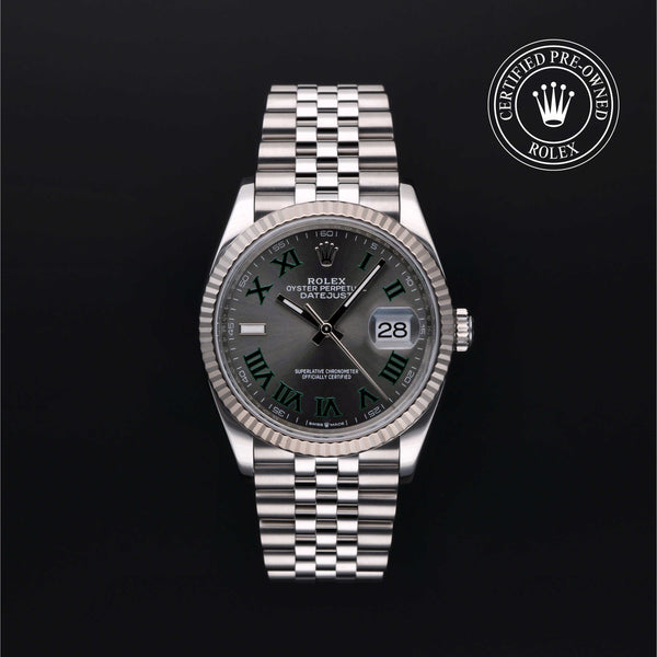 Rolex Certified Pre-Owned Datejust in Jubilee, 36 mm, Stainless Steel and white gold 126234 watch available at Long's Jewelers.