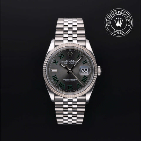 Rolex Certified Pre-Owned Datejust in Jubilee, 36 mm, Stainless Steel and white gold 126234 watch available at Long's Jewelers.