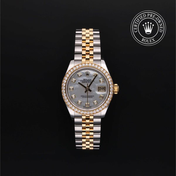 Rolex Certified Pre-Owned Lady-Datejust in 28 mm, Stainless Steel and yellow gold 279383RBR watch available at Long's Jewelers.