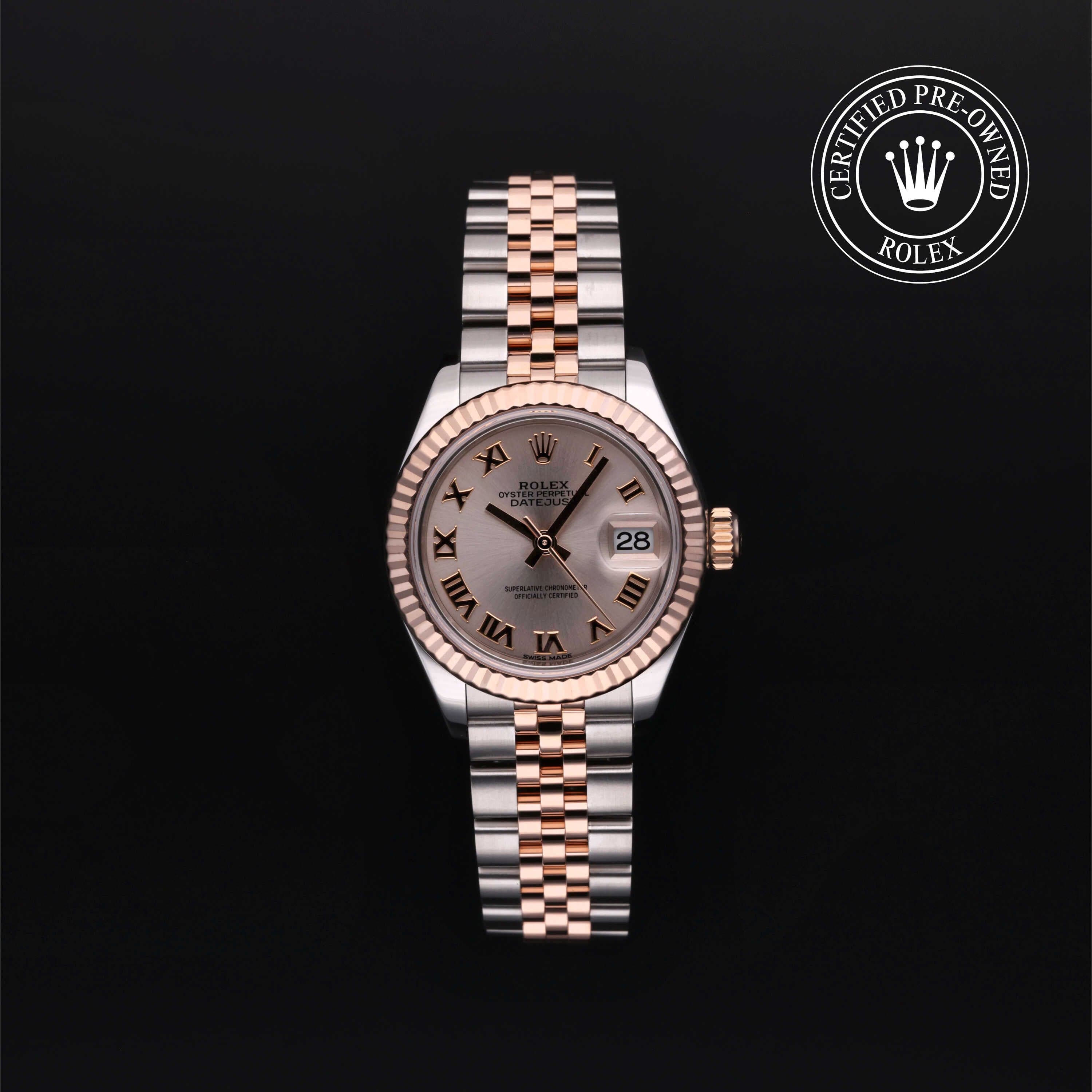 Rolex Certified Pre-Owned Lady-Datejust in 28 mm, Stainless Steel and rose gold 279171 watch available at Long's Jewelers.