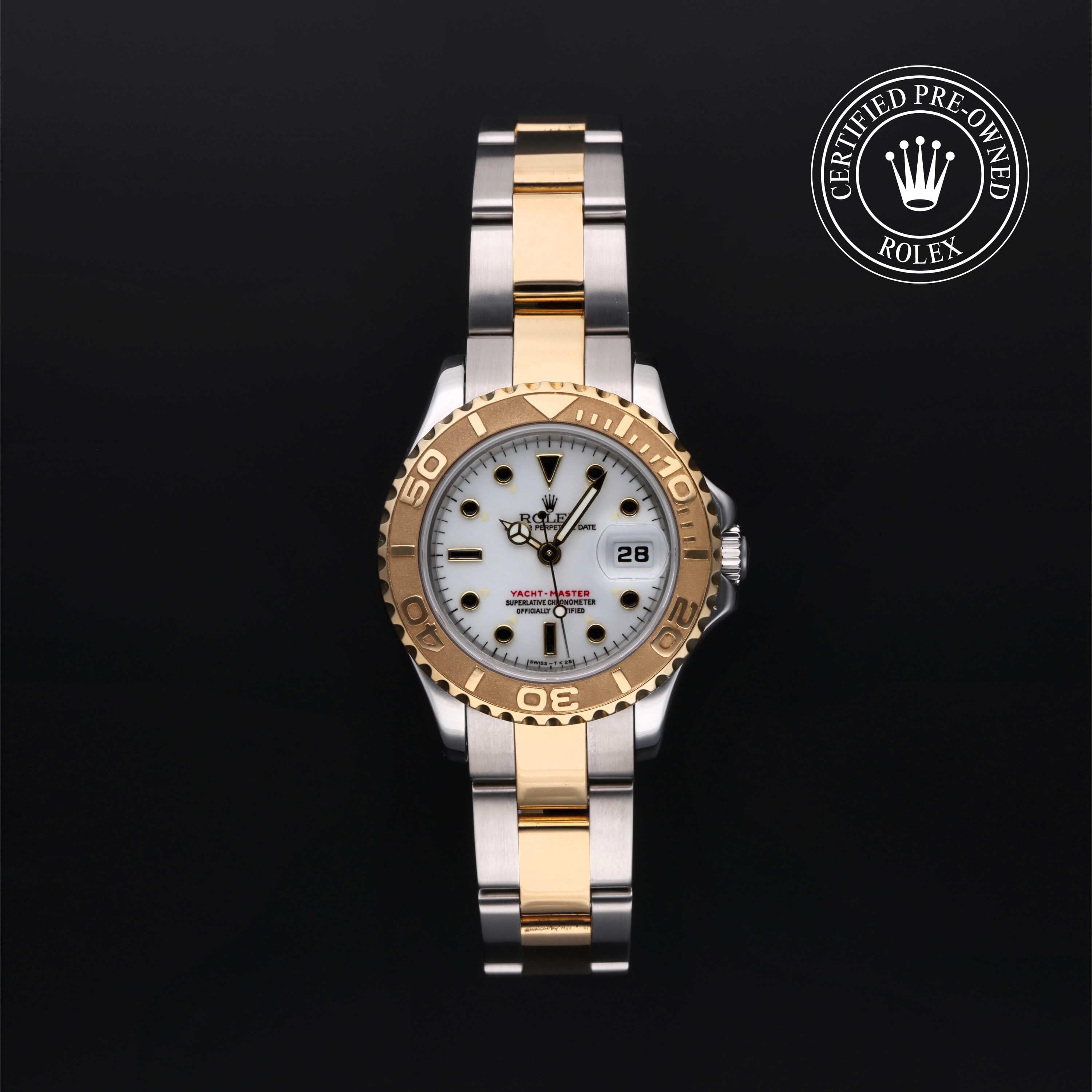Rolex Certified Pre-Owned Yacht-Master in Oyster, 29 mm, Stainless Steel and yellow gold 69623 watch available at Long's Jewelers.