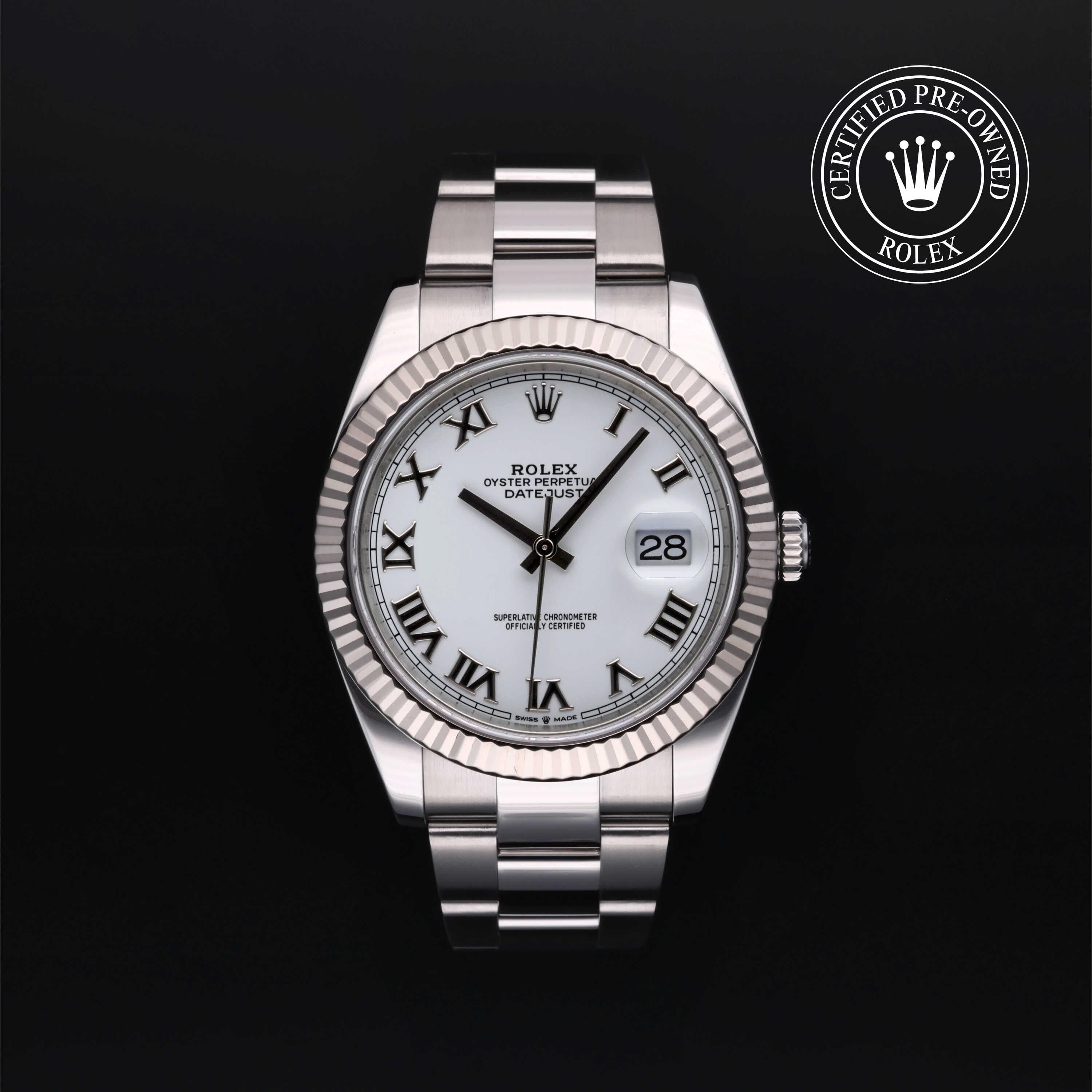 Rolex Certified Pre-Owned Datejust in Oyster, 41 mm, Stainless Steel and 18k white gold 126334 watch available at Long's Jewelers.