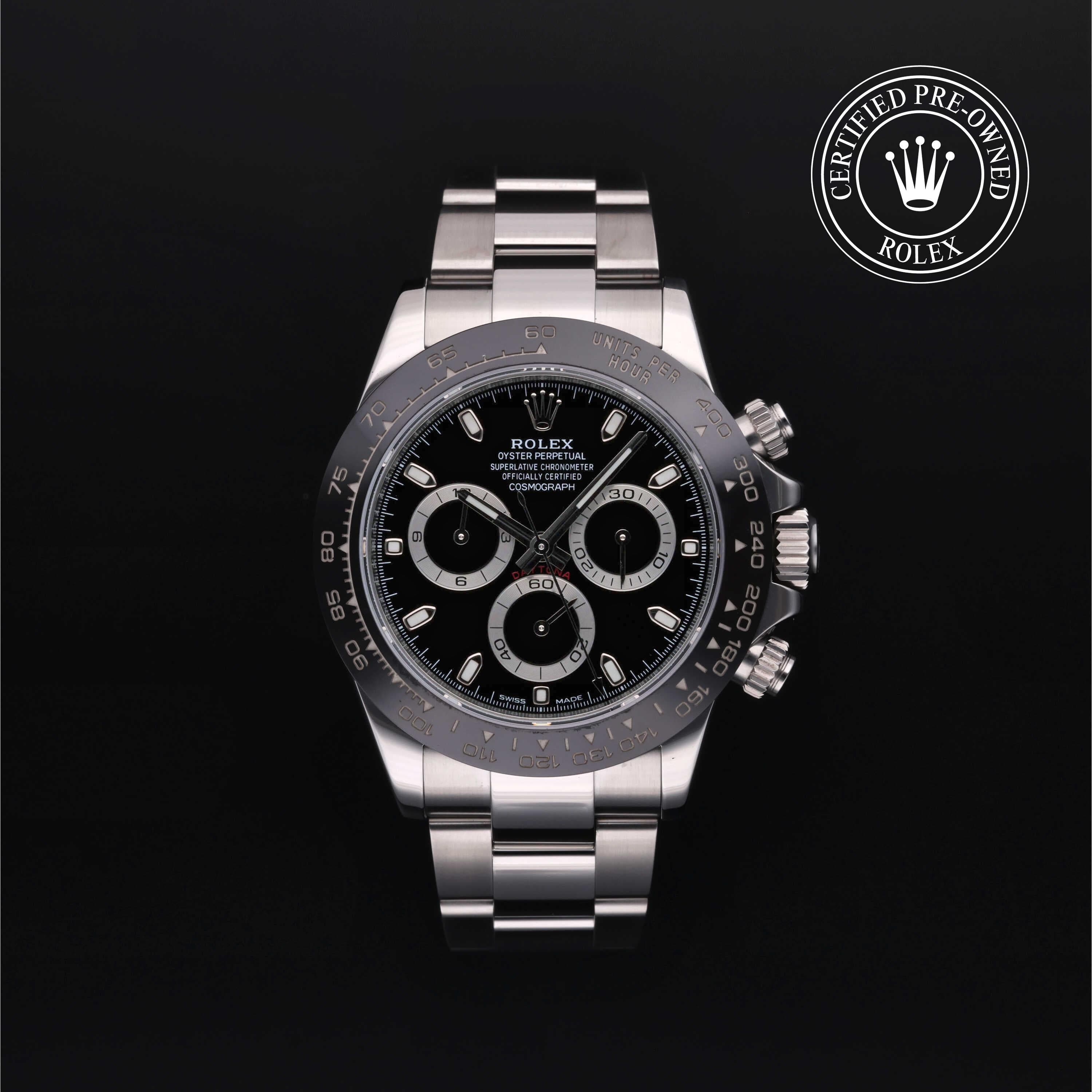 Rolex Certified Pre-Owned Cosmograph Daytona in Oyster, 40 mm, Stainless Steel 116500LN watch available at Long's Jewelers.