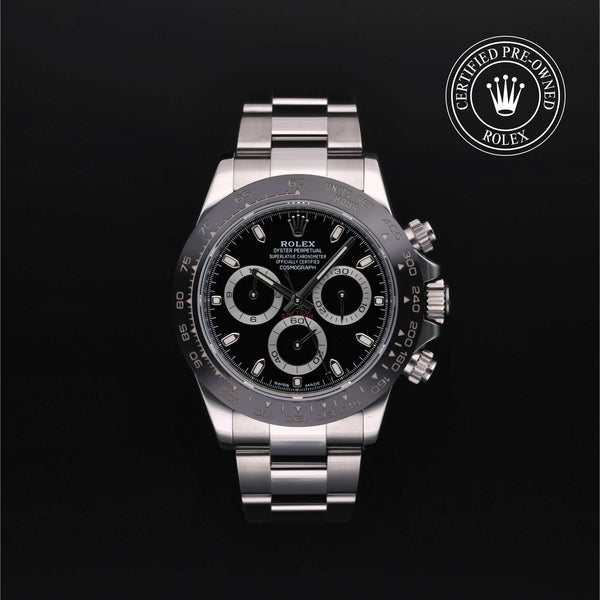 Rolex Certified Pre-Owned Cosmograph Daytona in Oyster, 40 mm, Stainless Steel 116500LN watch available at Long's Jewelers.