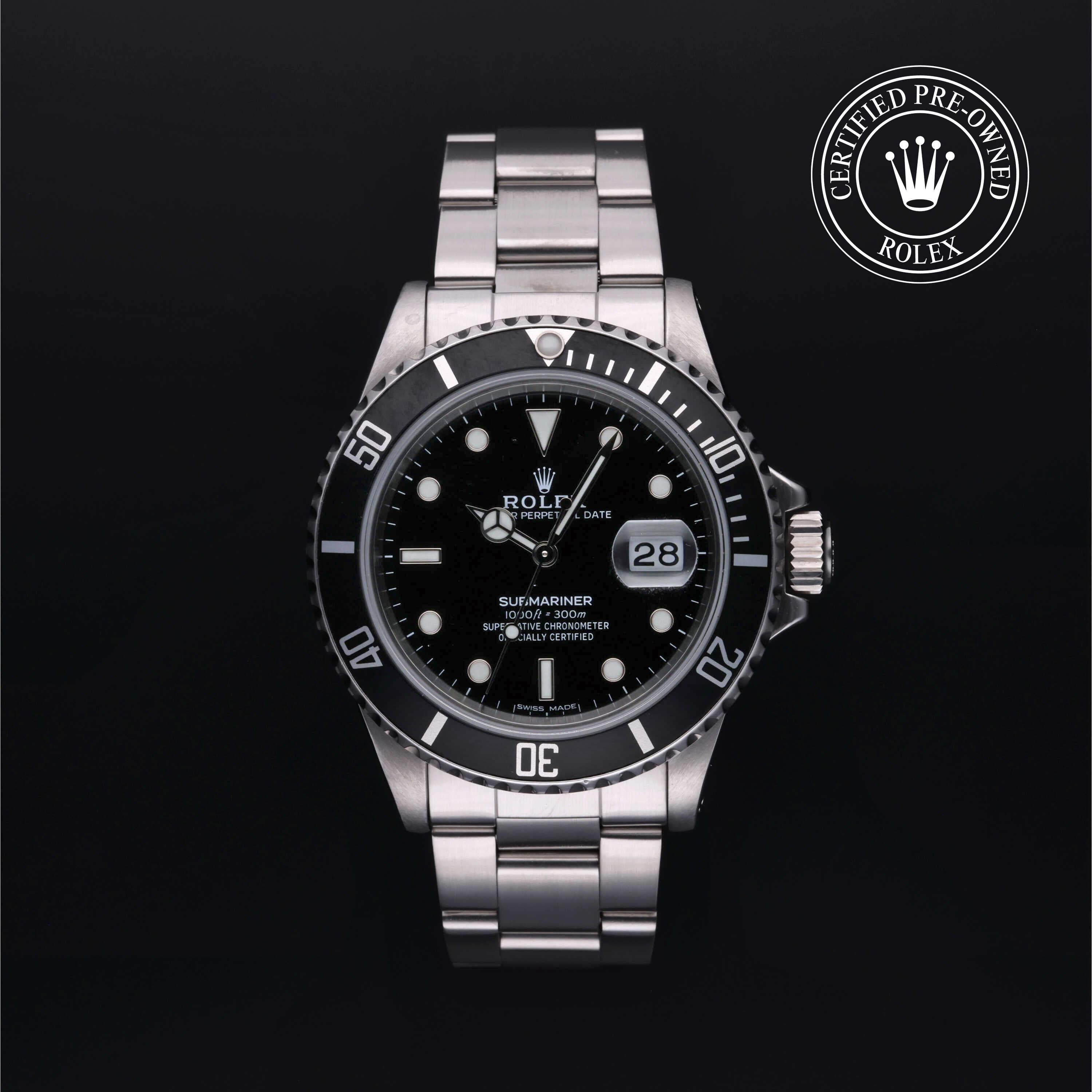 Rolex Certified Pre-Owned Submariner Date in Oyster, 40 mm, Stainless Steel 16800 watch available at Long's Jewelers.