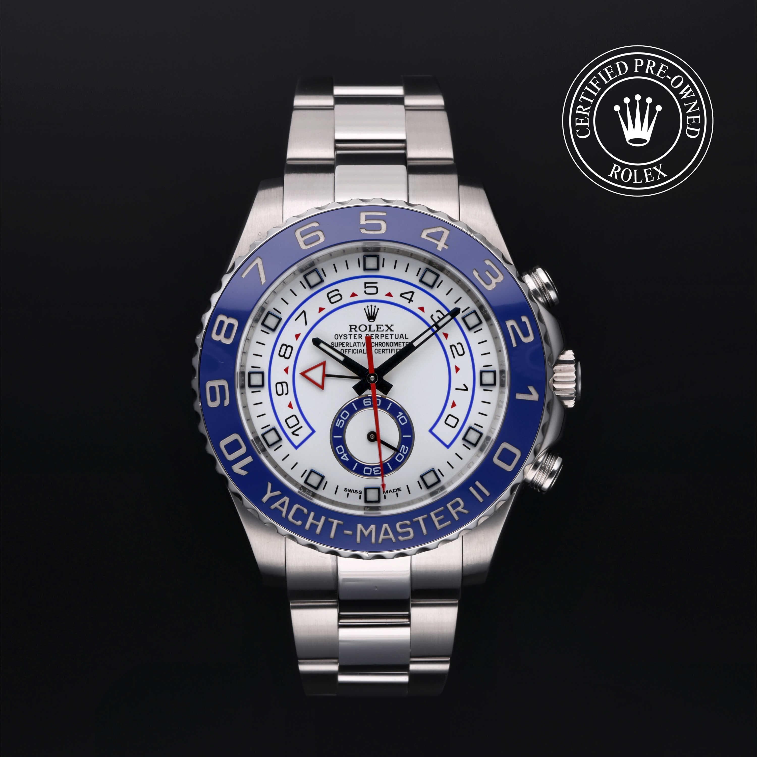Rolex Certified Pre-Owned Yacht-Master II in Oyster, 44 mm, Stainless Steel 116680 watch available at Long's Jewelers.
