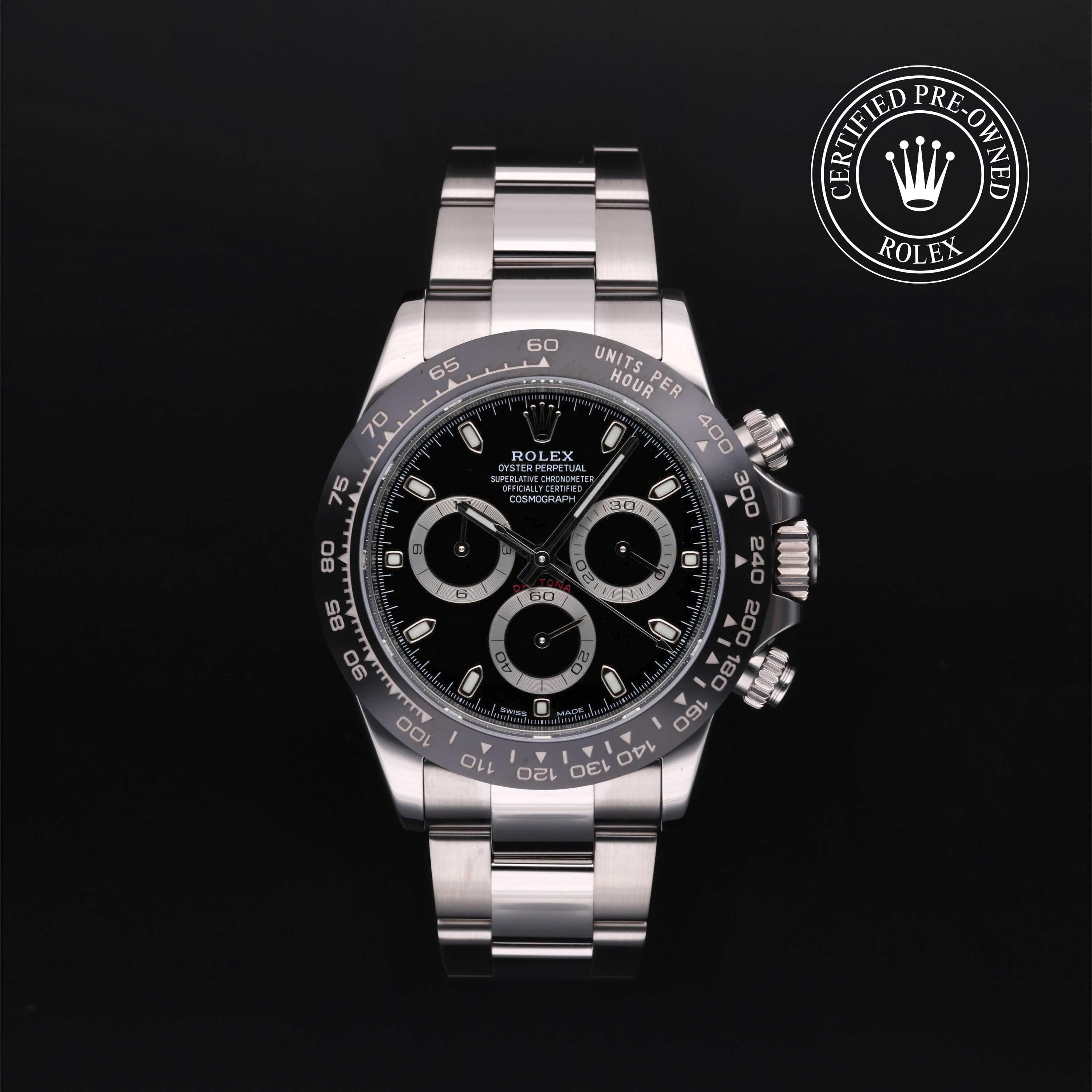 Rolex Certified Pre-Owned Cosmograph Daytona in Oyster, 40 mm, Stainless Steel 116500LN watch available at Long's Jewelers.