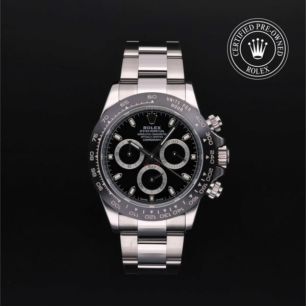 Rolex Certified Pre-Owned Cosmograph Daytona in Oyster, 40 mm, Stainless Steel 116500LN watch available at Long's Jewelers.
