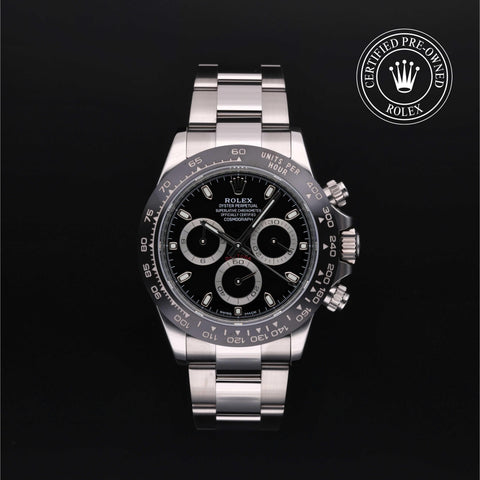 Rolex Certified Pre-Owned Cosmograph Daytona in Oyster, 40 mm, Stainless Steel 116500LN watch available at Long's Jewelers.