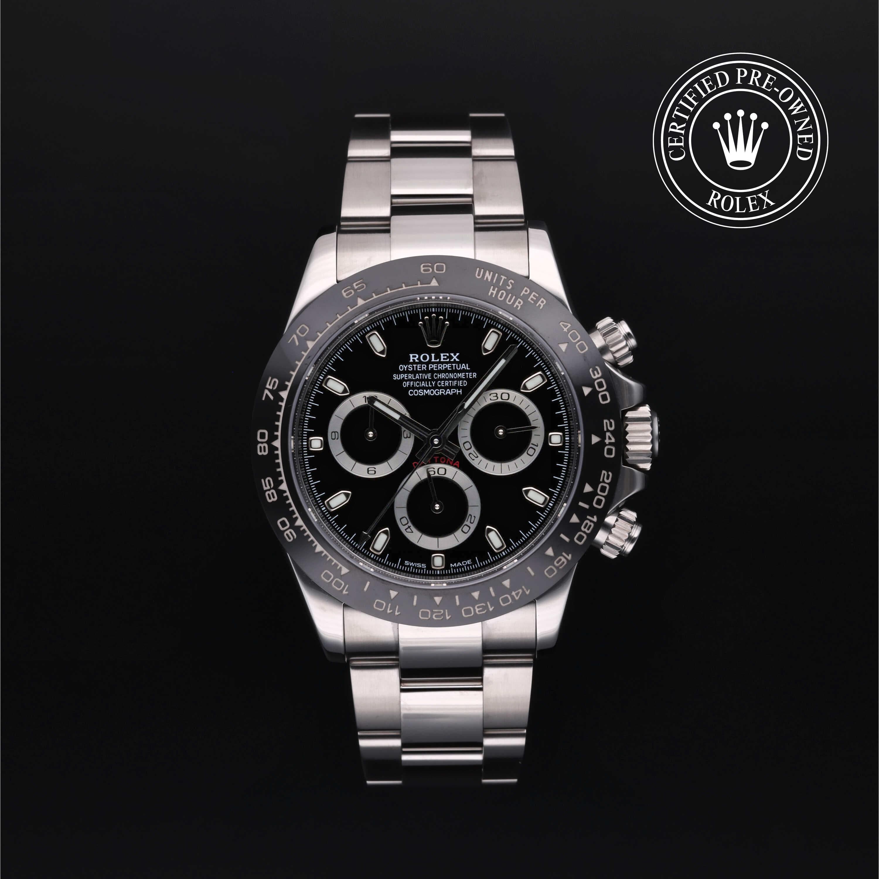 Rolex Certified Pre-Owned Cosmograph Daytona in Oyster, 40 mm, Stainless Steel 116500LN watch available at Long's Jewelers.