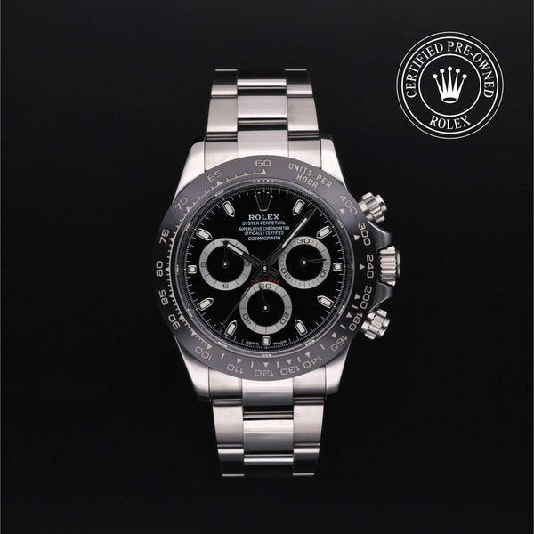 Rolex Certified Pre-Owned Cosmograph Daytona in Oyster, 40 mm, Stainless Steel 116500LN watch available at Long's Jewelers.