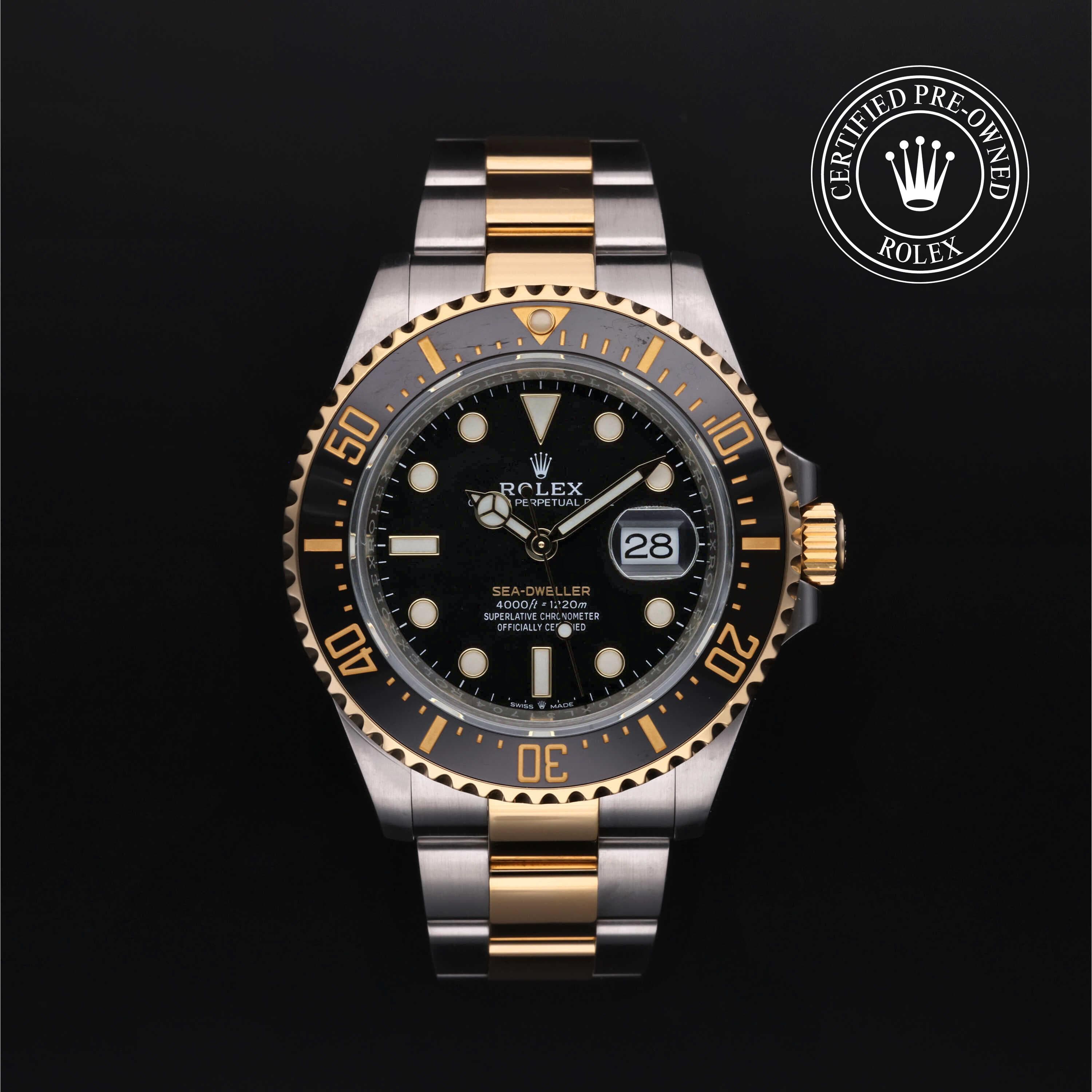 Rolex Certified Pre-Owned Sea-Dweller Oyster, 43 mm, Stainless Steel and yellow gold 126603 watch available at Long's Jewelers.