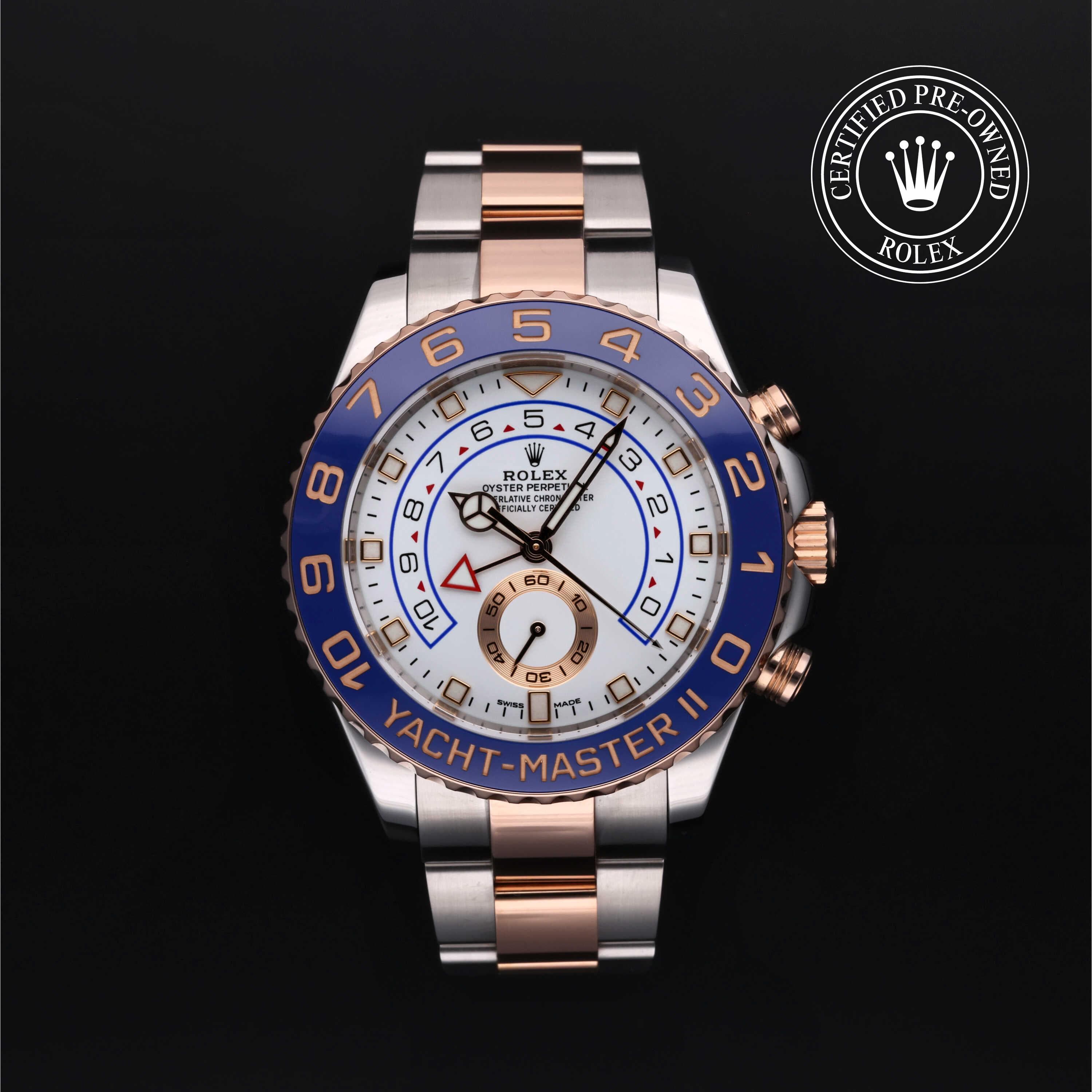 Rolex Certified Pre-Owned Yacht-Master in Oyster, 44 mm, Stainless steel and rose gold 116681 watch available at Long's Jewelers.