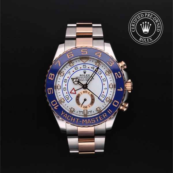 Rolex Certified Pre-Owned Yacht-Master in Oyster, 44 mm, Stainless steel and rose gold 116681 watch available at Long's Jewelers.