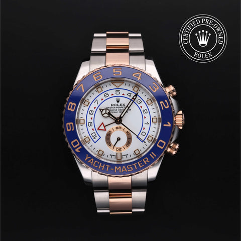 Rolex Certified Pre-Owned Yacht-Master in Oyster, 44 mm, Stainless steel and rose gold 116681 watch available at Long's Jewelers.