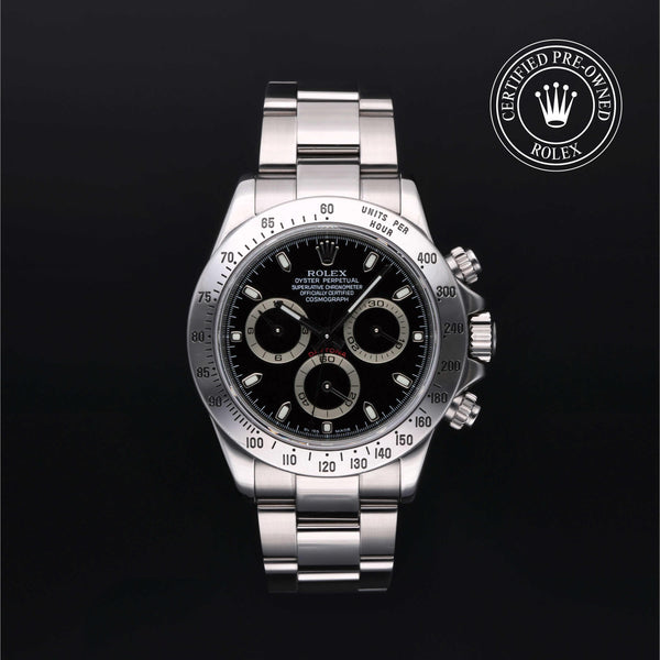 Rolex Certified Pre-Owned Cosmograph Daytona in Oyster, 40 mm, Stainless Steel 116520 watch available at Long's Jewelers.