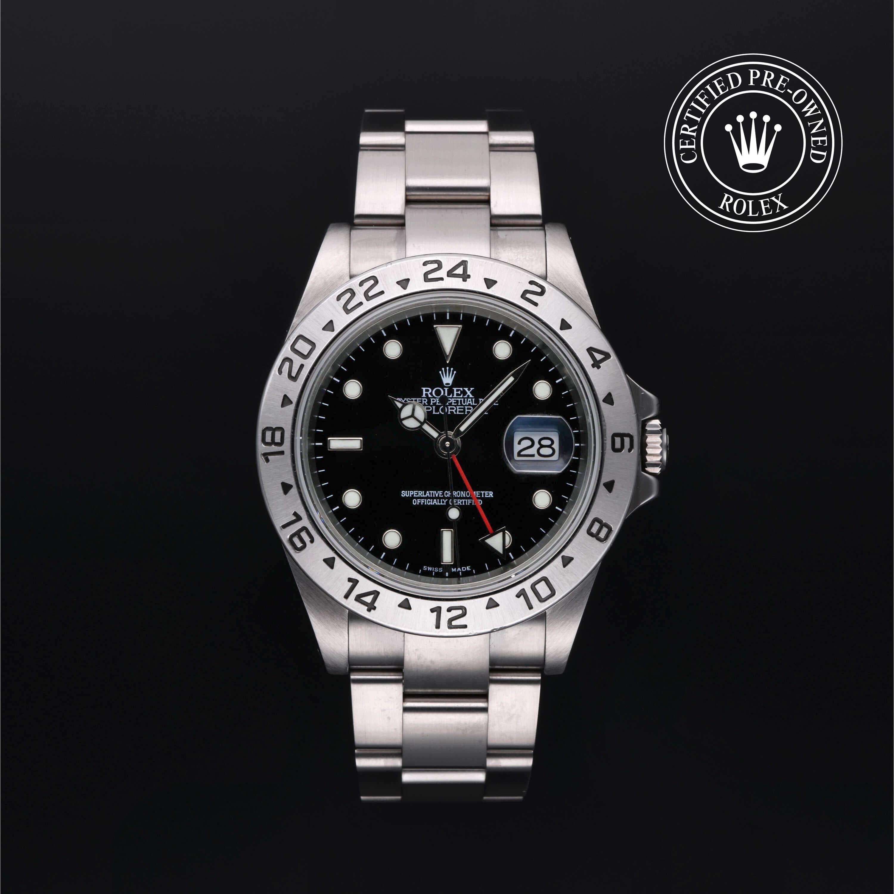 Rolex Certified Pre-Owned Explorer II in Oyster, 40 mm, Stainless Steel 16570 watch available at Long's Jewelers.