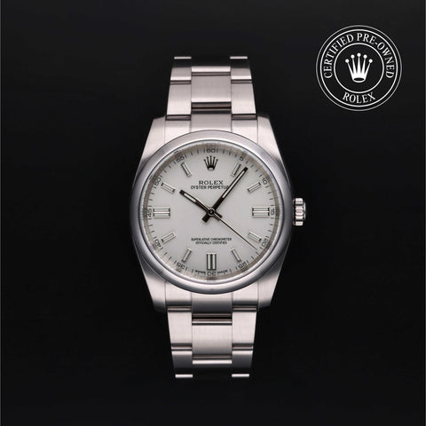 Rolex Certified Pre-Owned Oyster Perpetual in Oyster, 36 mm, Stainless Steel 116000 watch available at Long's Jewelers.