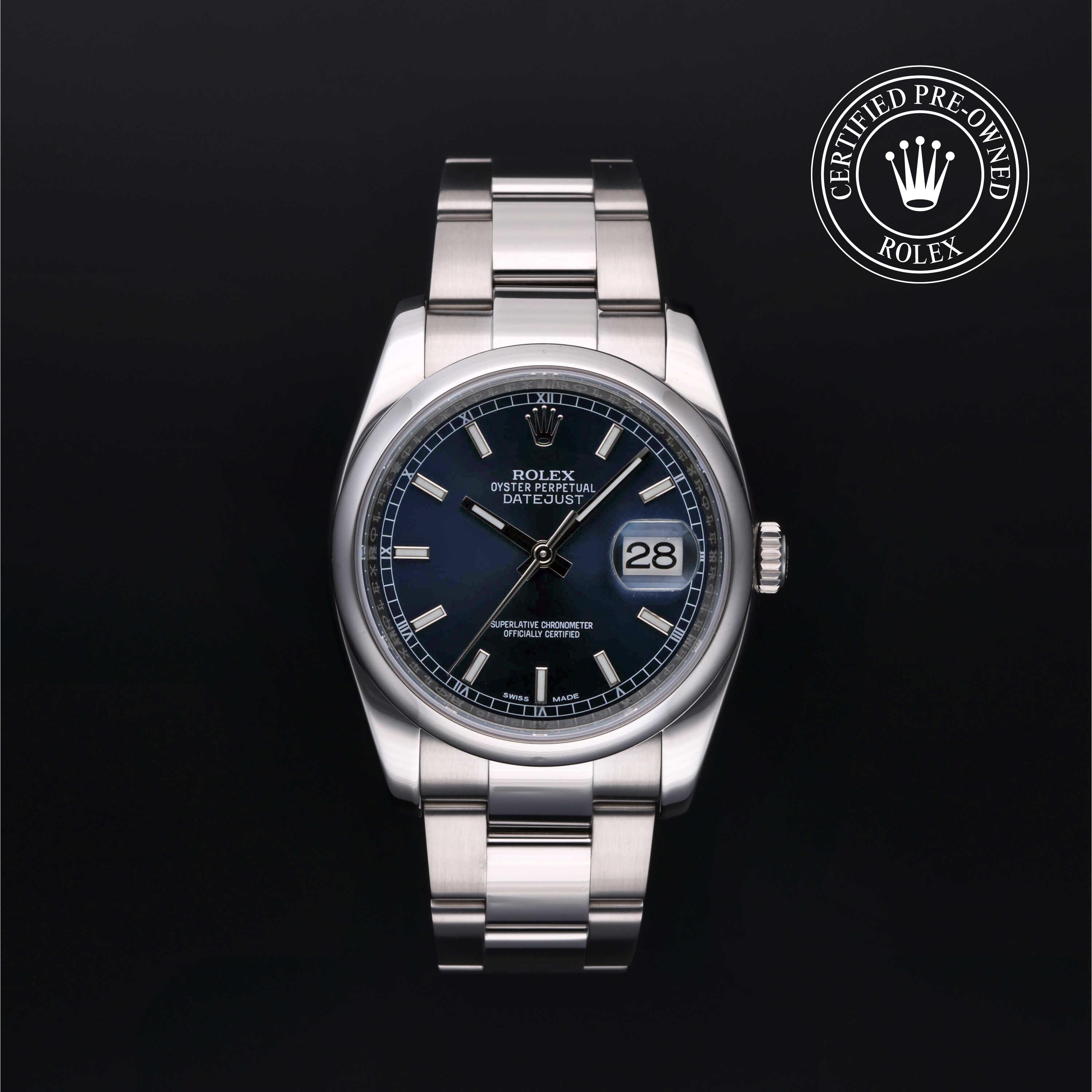 Rolex Certified Pre-Owned Datejust in Oyster, 36 mm, Stainless Steel 116200 watch available at Long's Jewelers.