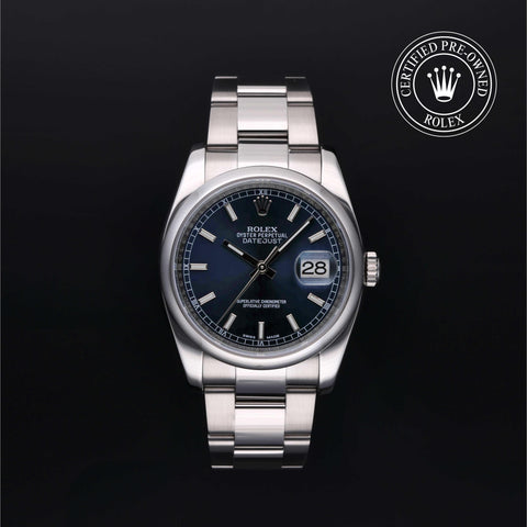 Rolex Certified Pre-Owned Datejust in Oyster, 36 mm, Stainless Steel 116200 watch available at Long's Jewelers.