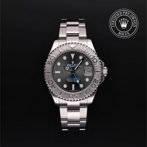 Rolex Certified Pre-Owned Yacht-Master in Oyster, 37 mm, Stainless Steel and platinum 268622 watch available at Long's Jewelers.