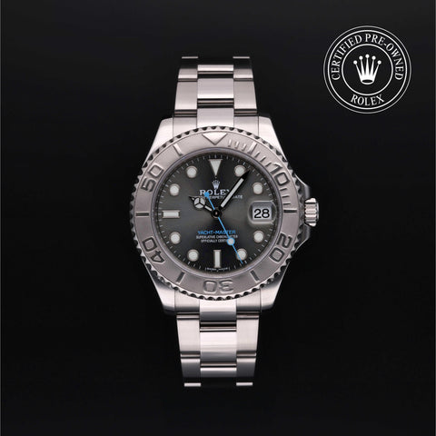 Rolex Certified Pre-Owned Yacht-Master in Oyster, 37 mm, Stainless Steel and platinum 268622 watch available at Long's Jewelers.