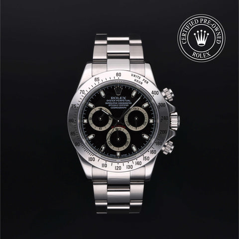 Rolex Certified Pre-Owned Cosmograph Daytona in Oyster, 40 mm, Stainless Steel 116520 watch available at Long's Jewelers.