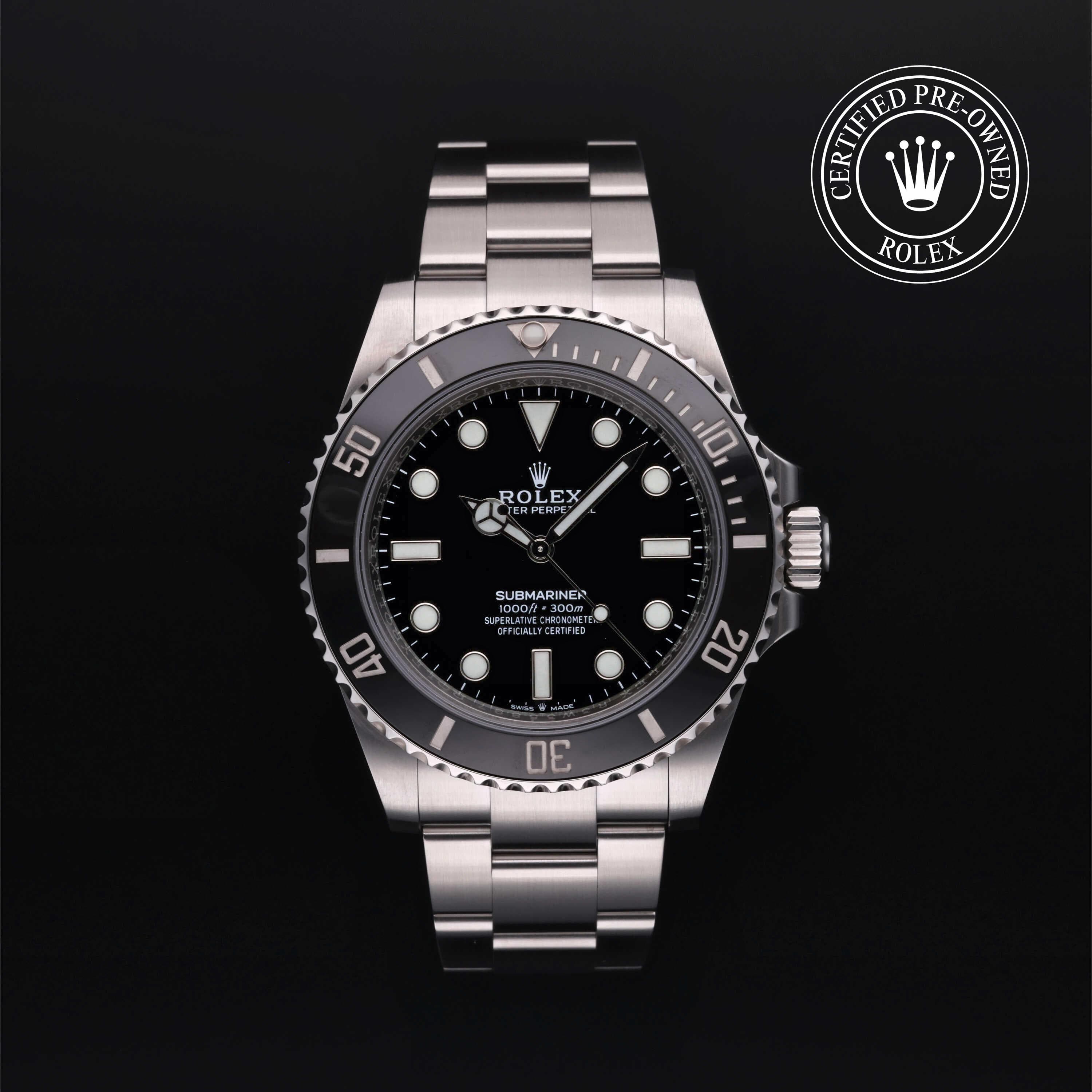 Rolex Certified Pre-Owned Submariner in Oyster, 41 mm, Stainless Steel 124060 watch available at Long's Jewelers.