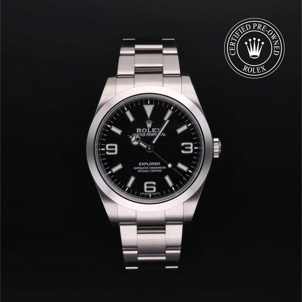 Rolex Certified Pre-Owned Explorer in Oyster, 39 mm, Stainless Steel 214270 watch available at Long's Jewelers.