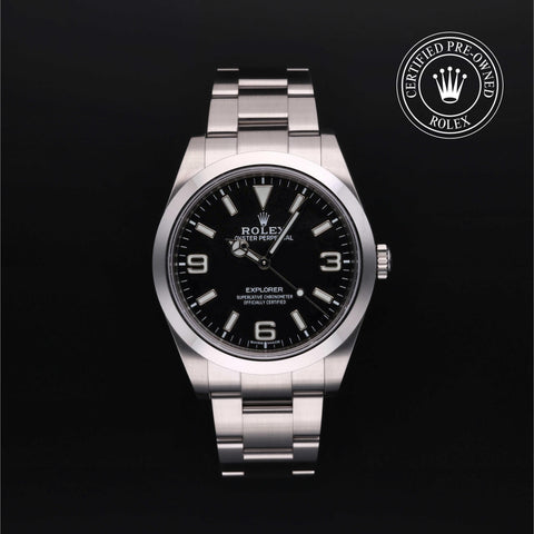 Rolex Certified Pre-Owned Explorer in Oyster, 39 mm, Stainless Steel 214270 watch available at Long's Jewelers.