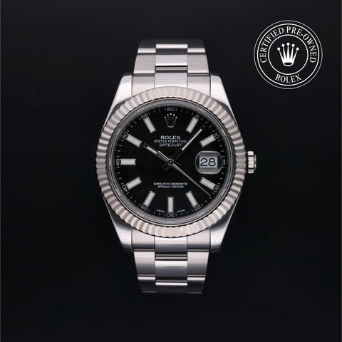 Rolex Certified Pre-Owned Datejust in Oyster, 41 mm, Stainless steel and white gold 116334 watch available at Long's Jewelers.