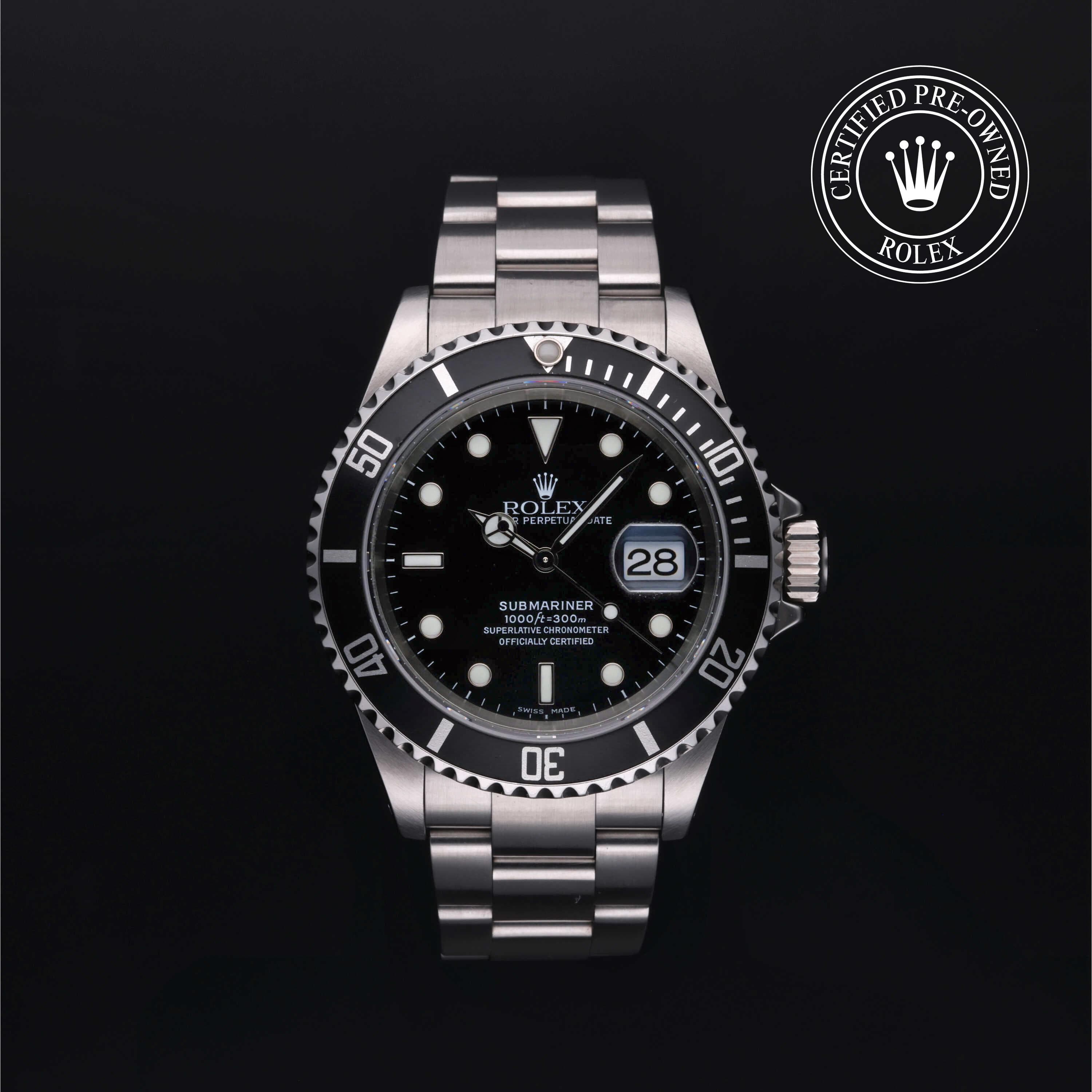 Rolex Certified Pre-Owned Submariner Date in Oyster, 40 mm, Stainless Steel 16610 watch available at Long's Jewelers.