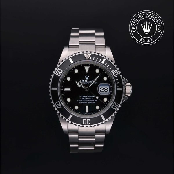 Rolex Certified Pre-Owned Submariner Date in Oyster, 40 mm, Stainless Steel 16610 watch available at Long's Jewelers.