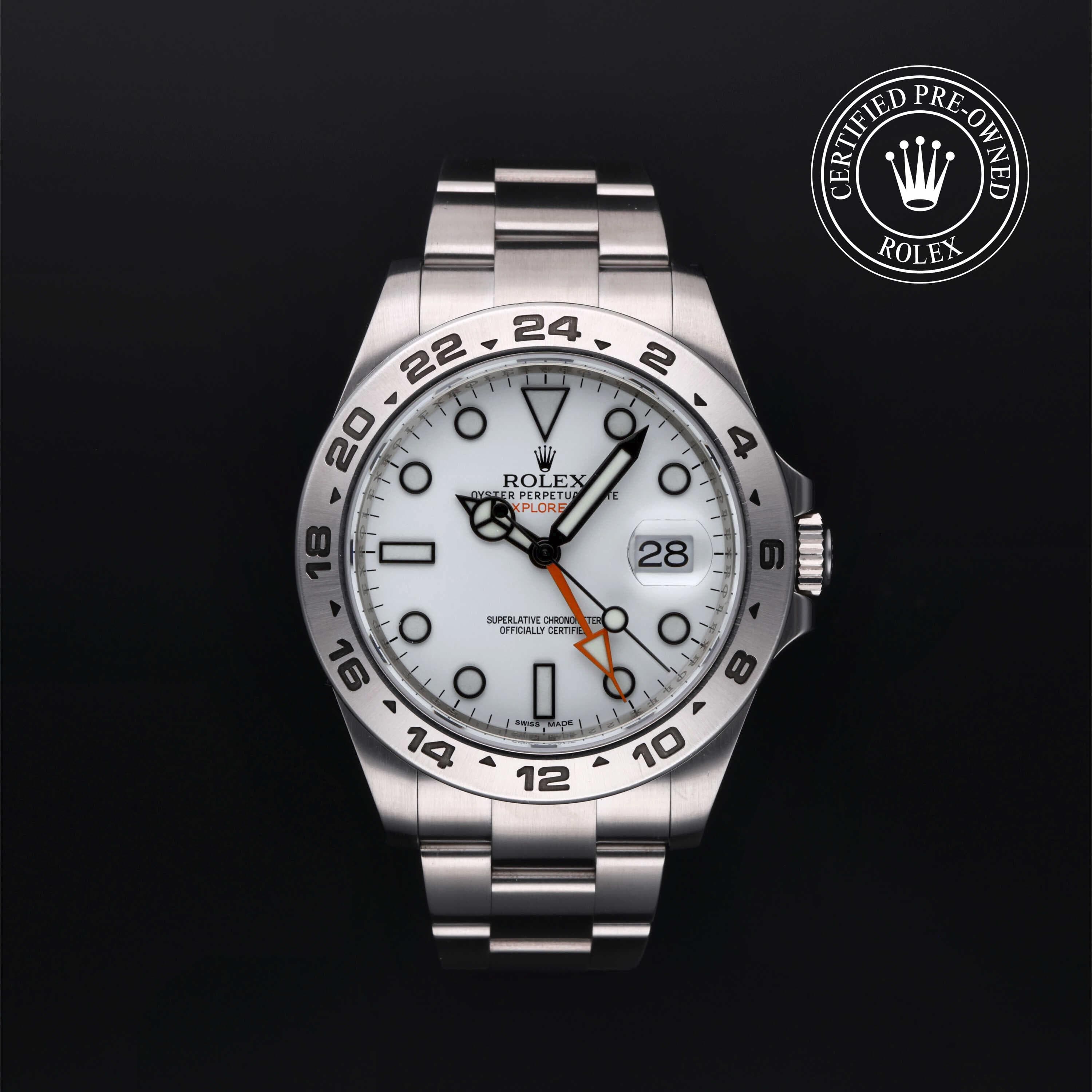 Rolex Certified Pre-Owned Explorer II in Oyster, 42 mm, Stainless Steel 216570 watch available at Long's Jewelers.
