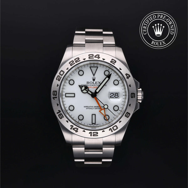 Rolex Certified Pre-Owned Explorer II in Oyster, 42 mm, Stainless Steel 216570 watch available at Long's Jewelers.